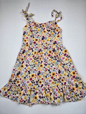 Old Navy Floral Sleeveless Tie-Strap Sundress M Cotton Blend Ruffle Hem